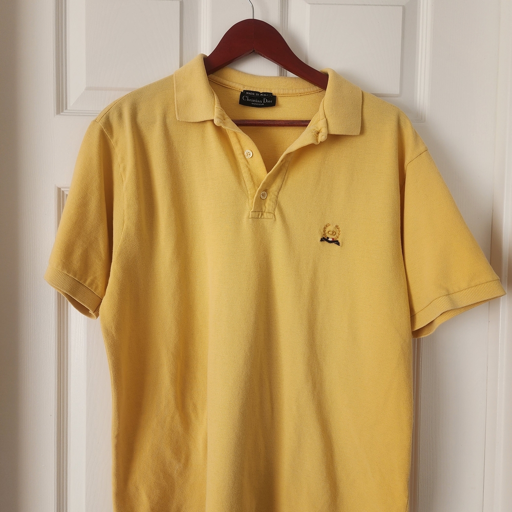 Dior Yellow 100% Cotton Polo Shirt - Bright Classic, Modern Elegance, Preppy!